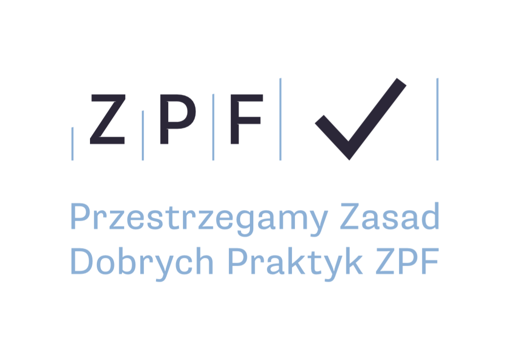 Logo: ZPF | Przestrzegamy Zasad Dobrych Pratyk ZPF