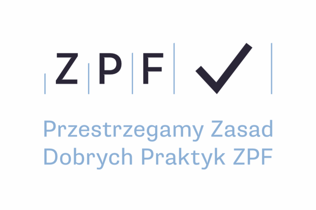 Logo: ZPF | Przestrzegamy Zasad Dobrych Pratyk ZPF